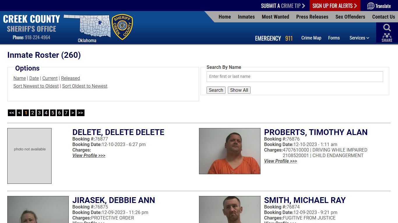 Inmate Roster - Current Inmates Booking Date Descending - Creek County ...